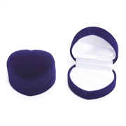 Gaveæske til ringe "Hjerte" af blåt velour med hvidt foer. 48 mm